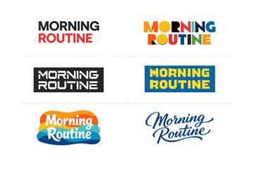 Fototapeta premium Creative morning routine logos in diverse typography and styles