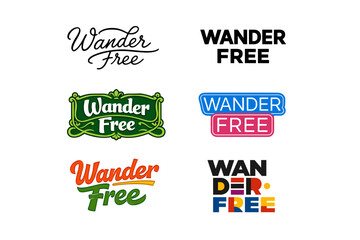 Diverse wander free logo designs in various styles and colors