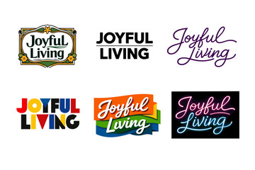 Fototapeta premium Joyful living logos showcase various design styles and typography