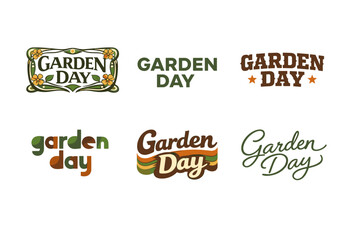 Obraz premium Garden day logos: variety of typography and design styles