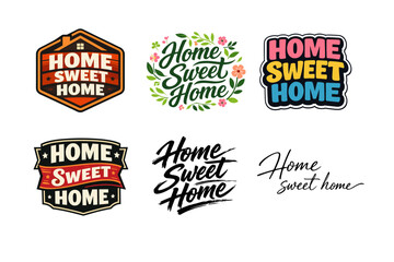 Fototapeta premium Home sweet home typography designs collection with various styles and colors