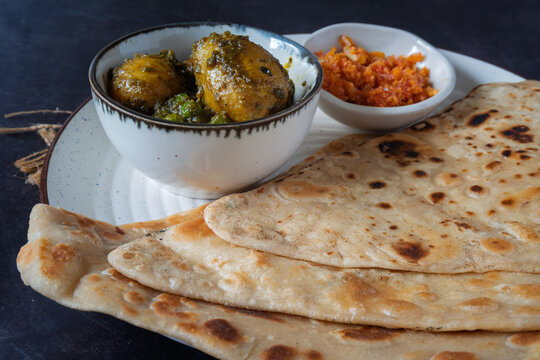 Sobuj Aloor Dum with Paratha | Bengali Green Masala Potato Curry | Spiced Potato Dum Aloo with Flatbread | Traditional Indian Vegetarian Meal