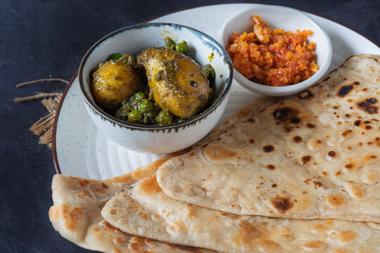 Sobuj Aloor Dum with Paratha | Bengali Green Masala Potato Curry | Spiced Potato Dum Aloo with Flatbread | Traditional Indian Vegetarian Meal