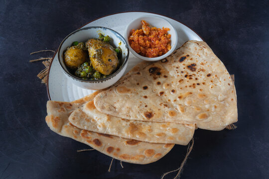 Sobuj Aloor Dum with Paratha | Bengali Green Masala Potato Curry | Spiced Potato Dum Aloo with Flatbread | Traditional Indian Vegetarian Meal