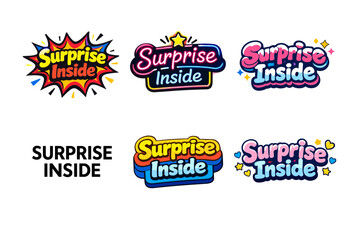 Obraz premium Colorful surprise inside logos with stars and hearts