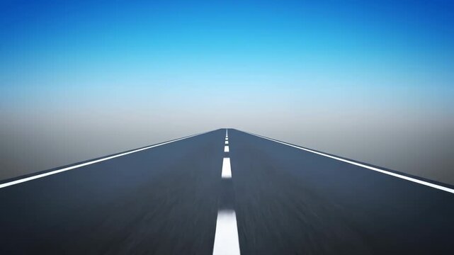 Wide panoramic banner of an empty asphalt road stretching into the distant horizon. A conceptual background representing a journey, future opportunities and business progress