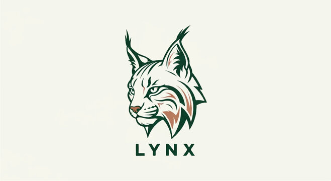 Lynx logo on white background. Stylized lynx head logo graphic design. Lynx logo design.
