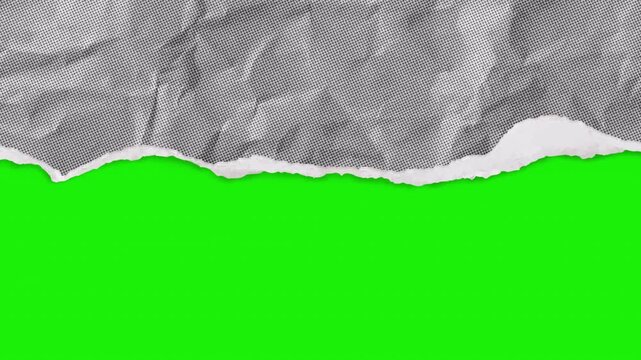 Halftone Torn Paper Stop Motion Transition &ndash; Crumpled Edge Green Screen Alpha Channel Animation 4K