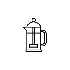 Fototapeta premium Simple line drawing of a french press coffee maker on white