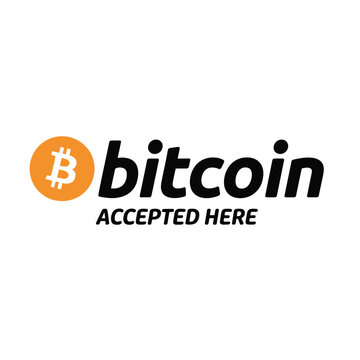 Bitcoin accepted here a digital currency payment notification graphic