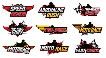 Motorcycle Racing Logos - Adrenaline Rush, Speed, and Two-Wheel Fury. © Sosi