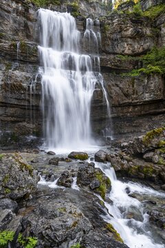 Cascata di Mezzo waterfall, long exposure, Vallesinella, Brenta, Trentino, Italy