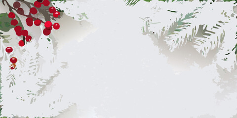 Festive winter arrangement featuring holly berries and evergreen branches © Delip