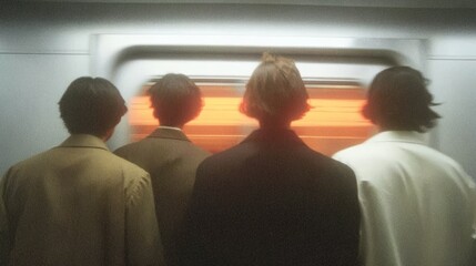 Fototapeta premium Silhouette of People Commuting in Urban Train Station during Busy Hours