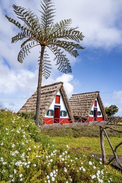 Traditional thatched house in Santana, Casa de Colmo, Madeira Island, Portugal