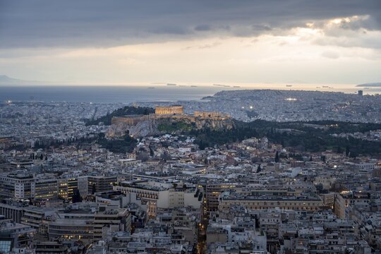 Evening atmosphere, Parthenon Temple, Acropolis, Athens, Greece