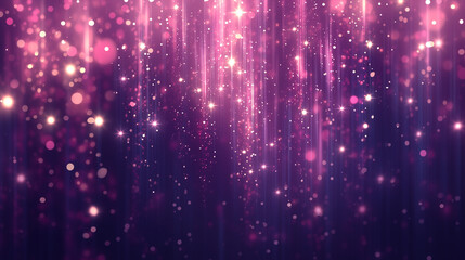 魔法のようなマゼンタのボケ背景、キラキラと輝く光の粒子