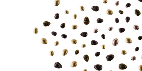 Elegant abstract composition of metallic eggs. Perfect for design projects, easter, luxury, and...