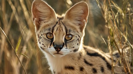 Obraz premium Serval cat portrait in natural habitat