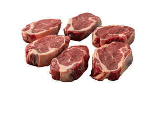 Raw steaks on a wooden cutting board meat beef isolated on a transparent background