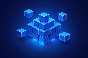 Obraz premium Blockchain Network Cubes for Secure Data Transactions and Distributed Systems