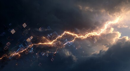 Digital Lightning: Cubes & Sparks in the Stormy Sky