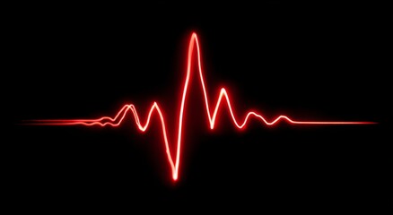 Crimson Heartbeat: Red Sine Wave Against Black