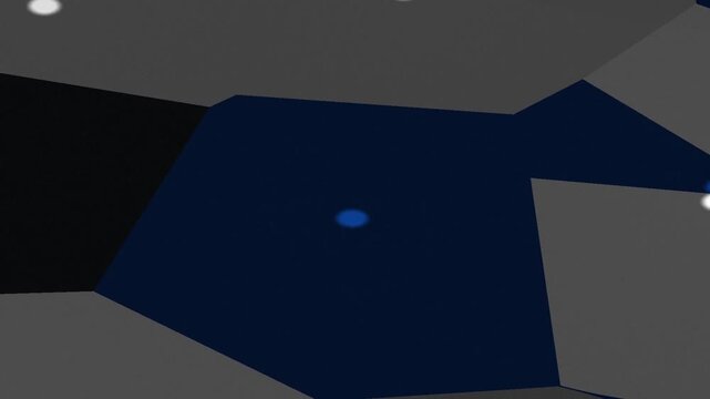 Geometric Shapes In Dim Lighting Moving Across Dark Blue Backgrounds