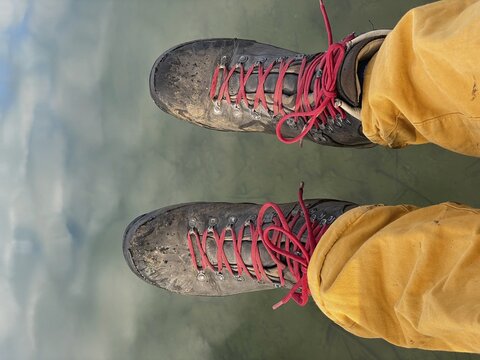 Dirty hiking boots