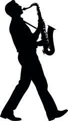 Naklejka premium Sports silhouette of a man playing saxophone in motion