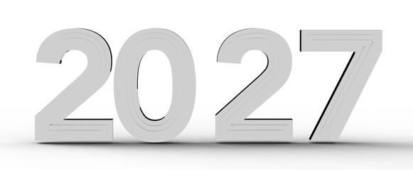2027 numerical design in grey and white, perfect for representing future concepts, new beginnings, planning and resoluti