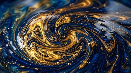 A swirl pattern with gold and blue colors, resembling liquid art.