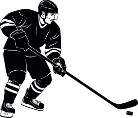 Obraz premium Hockey player sports silhouette ice hockey athlete in action