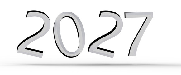 2027 concept on a white background. Perfect for year-related designs, New Year's greetings, future events and planning. © vegefox.com