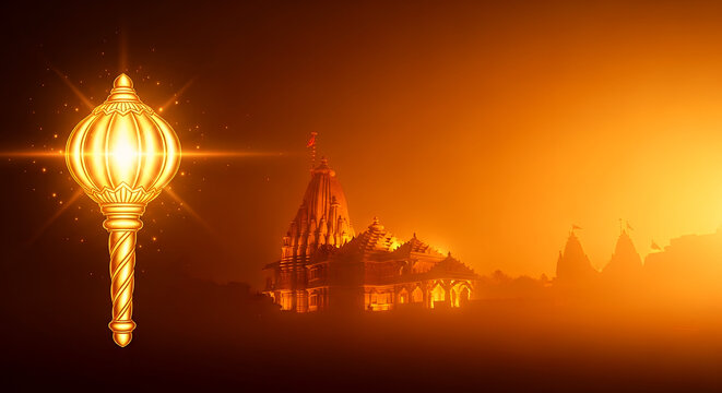 Hanuman Jayanti Luminous Gada Spiritual Background