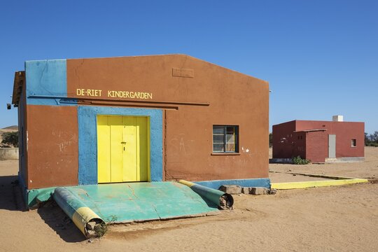 Kindergarten at the remote De Riet settlement at the edge of the Aba-Huab river, Damaraland, Kunene Region, Namibia
