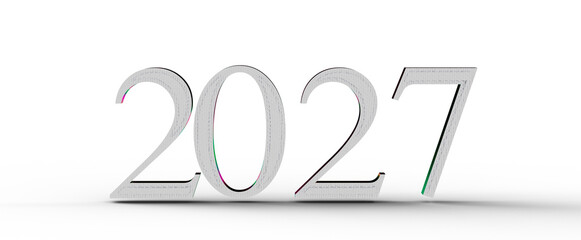 2027 text in a modern digital style. Ideal for New Year greetings, future concepts, and time-related visuals. Suitable f © vegefox.com