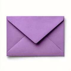 A closed purple envelope on a white background, ready for mailing or correspondence