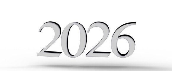 Stylish 3D rendered text of the year 2026, ideal for New Year greetings, business presentations, and futuristic concepts © vegefox.com