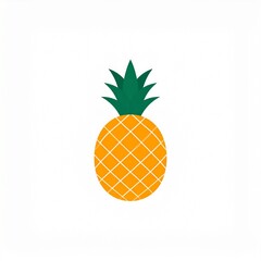 Pineapple fruit icon, yellow with green leaves, simple illustration
