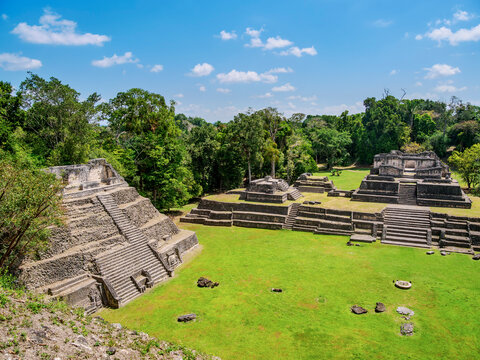 Temple of the Wooden Lintel, elevated view, Plaza A, Caracol Archaeological Site, Cayo District, Belize