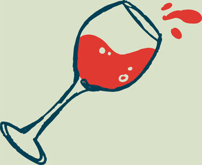 Naklejka premium Italian wineglass hand drawn design