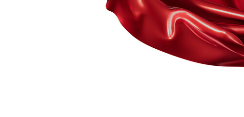 Close-up shot of luxurious red silk fabric against a clean white backdrop. Perfect for fashion, design and luxury concep © vegefox.com