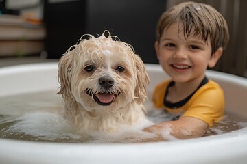 selective focus family bonding with puppy