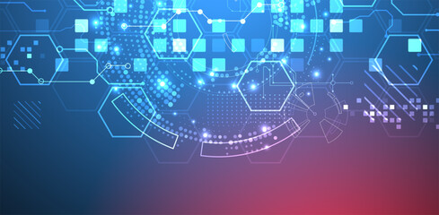 Obraz premium Abstract background. Scientific and technological concept with the use of technical elements formed in the shape of a circle. Vector