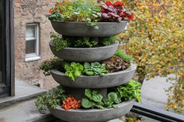selective focus urban balcony gardening concept