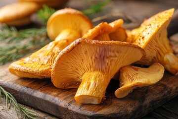 selective focus healthy wild fungi for kitchen