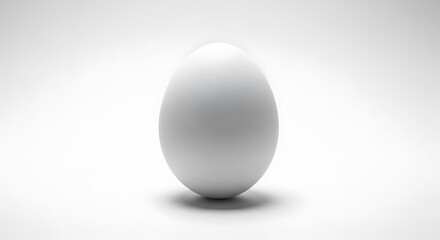 Isolated, pristine white egg, sharply lit on a gradient background, casting a distinct shadow