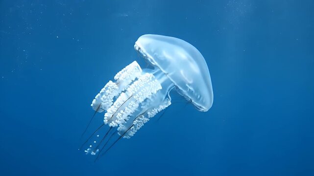 Beautiful jellyfish swimming gracefully in the deep blue ocean.