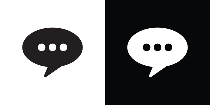 Solid vector icon of overlapping speech bubbles with ellipsis. Professional communication symbol for chat, messaging, and digital dialogue in flat black and white styles for UI design